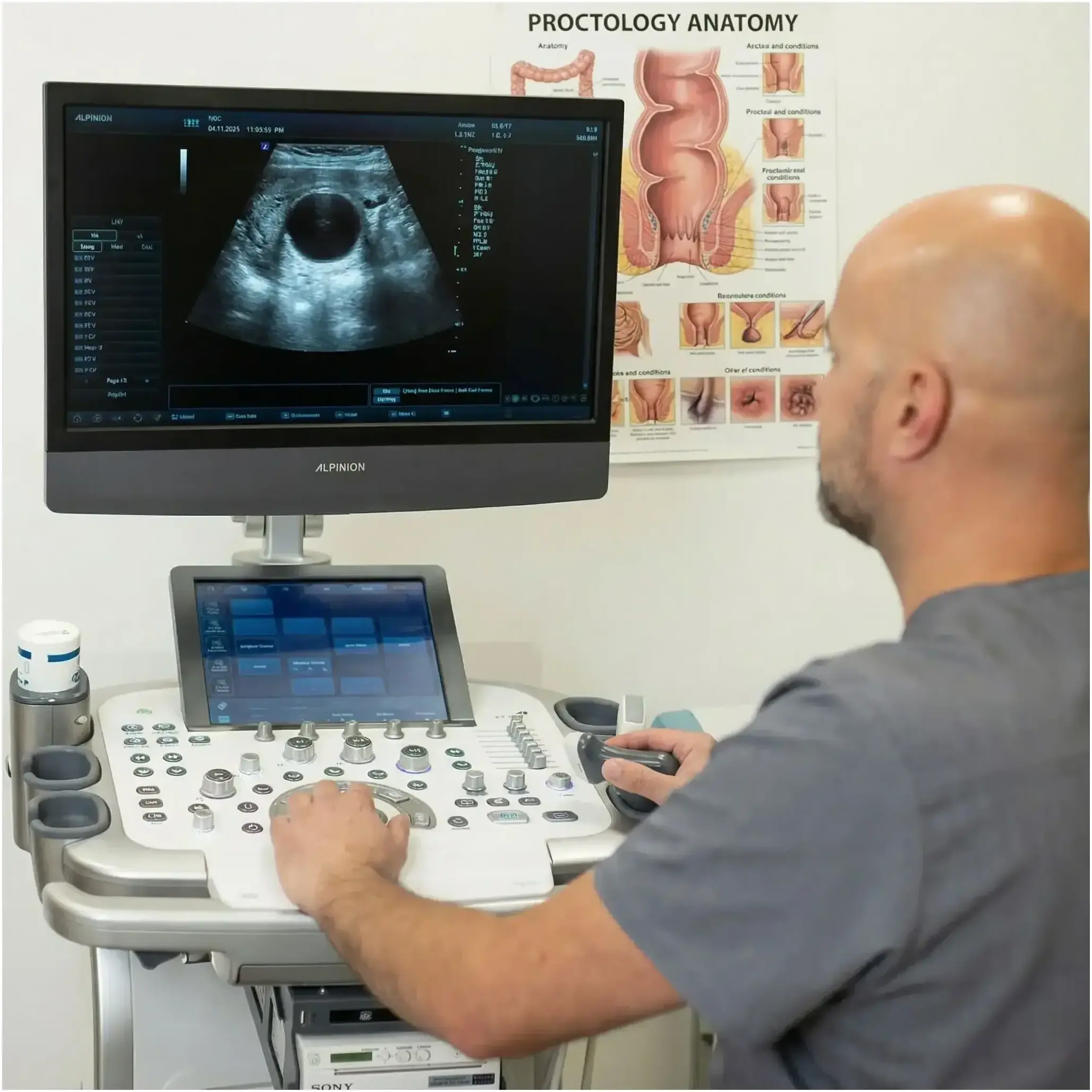 USG pod kątem torbieli pilonidalnej